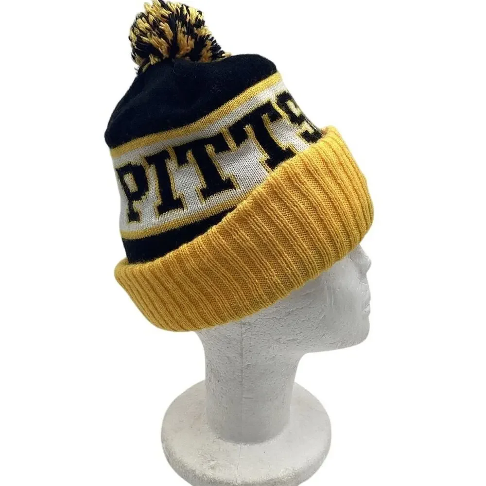 Vintage Pittsburgh Steelers NFL Knit Beanie with Pom‎ Pom Black Unisex